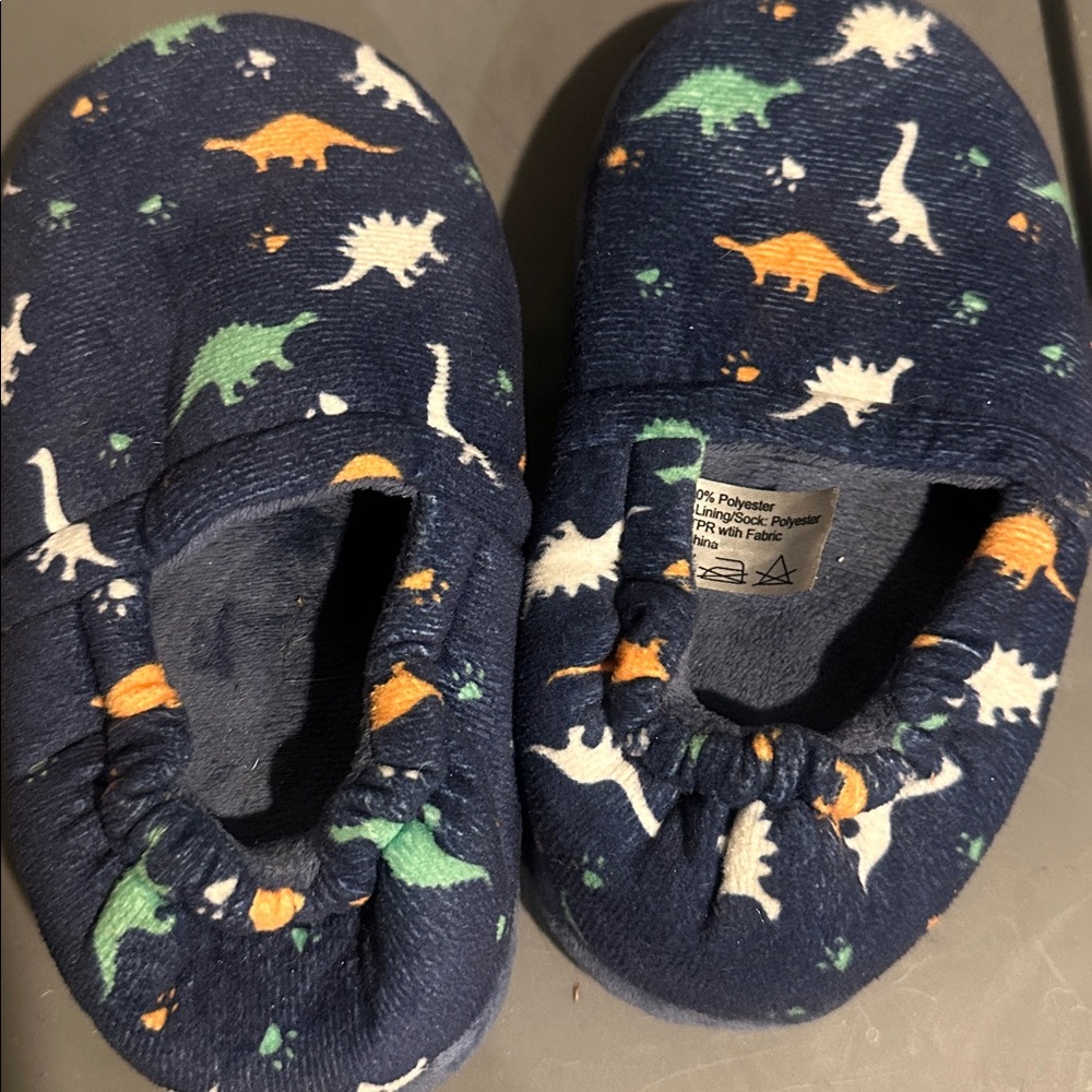 Dinosaur Designs Kids Slippers - Blue with Dinosaur Print